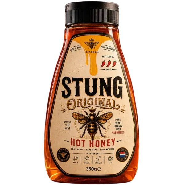 Premium Dutch Hot Honey Packaging by STUNG Original